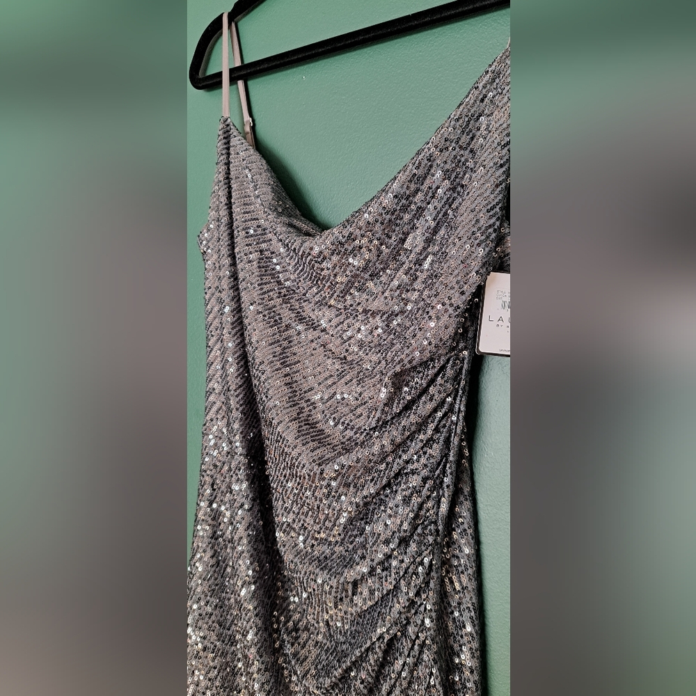 Laundry By Shelli Segal Gunmetal Sequin Dress